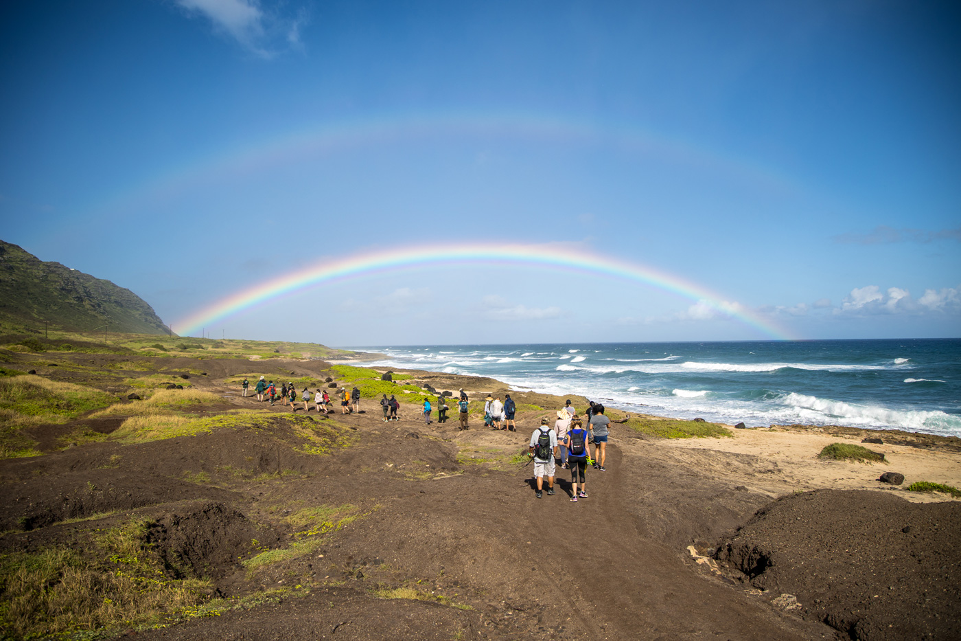 You can’t have double rainbows without a little rain! Perfect day at Kaʻena Point with Hawaii Botanical Society and University of Hawaii’s CTAHR.